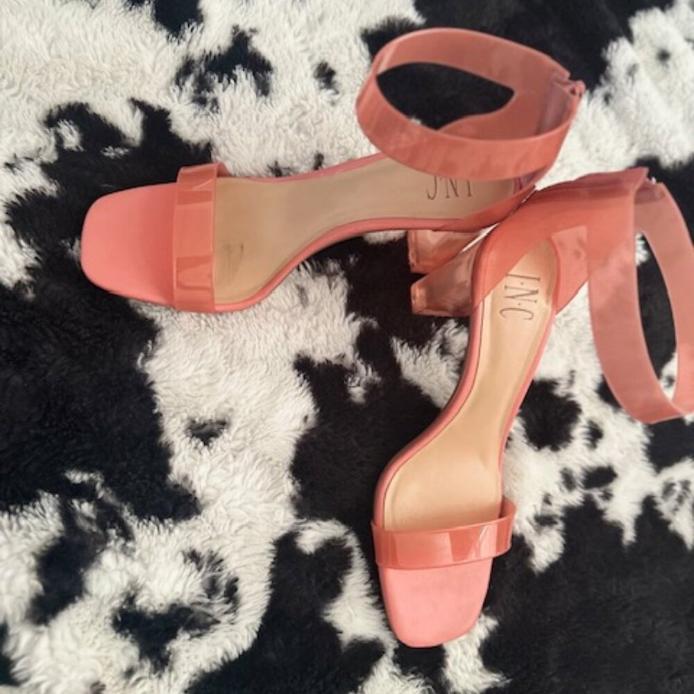Pink Sheer Open Toe Chucky Heel